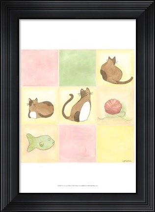 Framed Tic-Tac Cats In Pink Print