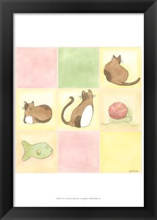 Framed Tic-Tac Cats In Pink Print