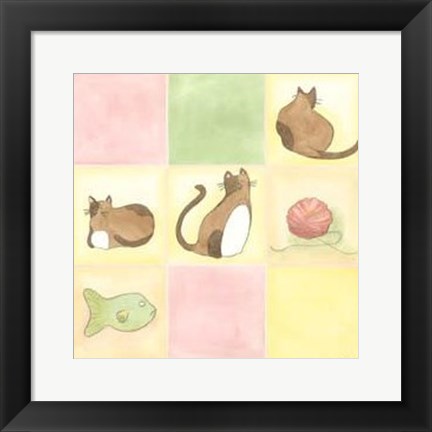 Framed Tic-Tac Cats In Pink Print