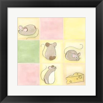 Framed Tic-Tac Mice In Pink Print