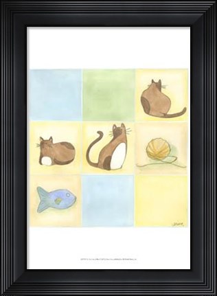 Framed Tic-Tac Cats In Blue Print