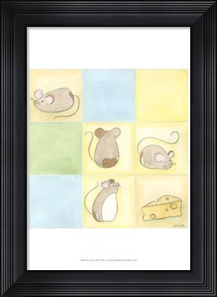Framed Tic-Tac Mice In Blue Print