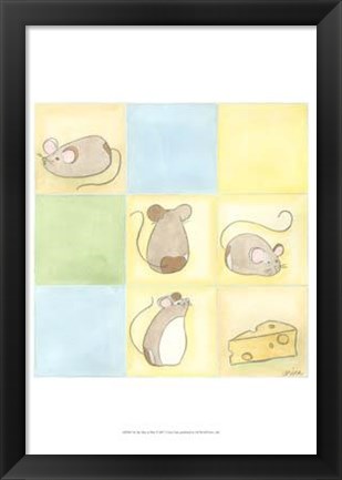 Framed Tic-Tac Mice In Blue Print