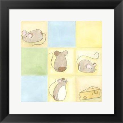 Framed Tic-Tac Mice In Blue Print