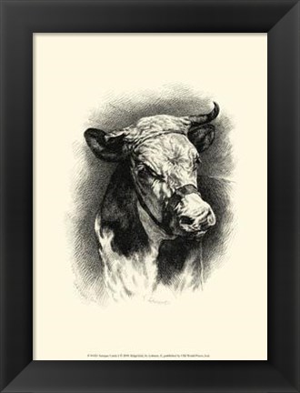 Framed Antique Cattle I Print