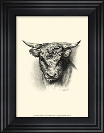 Framed Antique Cattle III Print