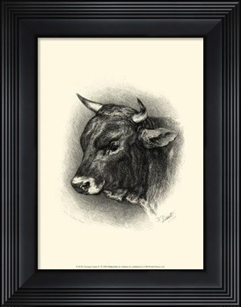 Framed Antique Cattle IV Print