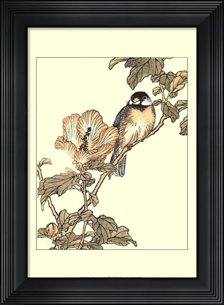 Framed Oriental Bird On Branch I Print
