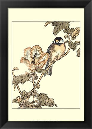 Framed Oriental Bird On Branch I Print