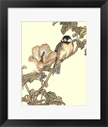 Framed Oriental Bird On Branch I Print