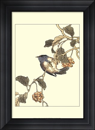 Framed Oriental Bird On Branch III Print
