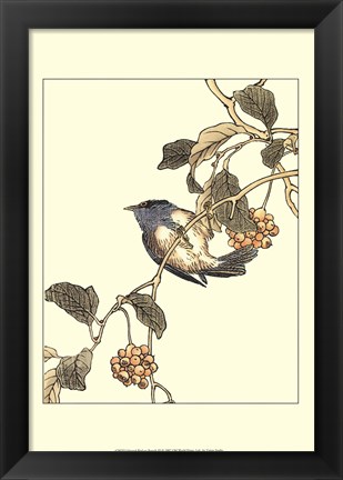 Framed Oriental Bird On Branch III Print