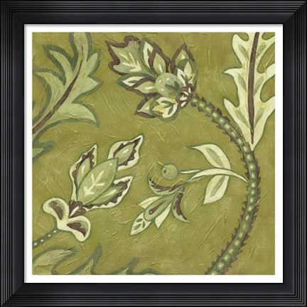 Framed Pistachio Paisley I Print
