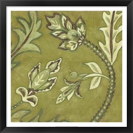 Framed Pistachio Paisley I Print