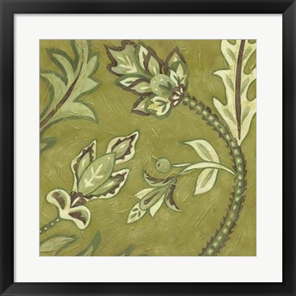 Framed Pistachio Paisley I Print