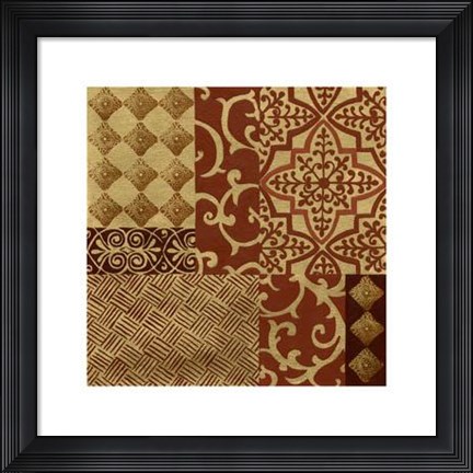 Framed Henna Patterns On Gold I Print