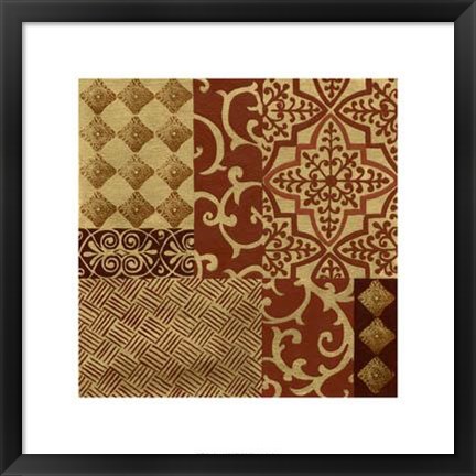 Framed Henna Patterns On Gold I Print