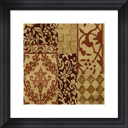 Framed Henna Patterns On Gold II Print