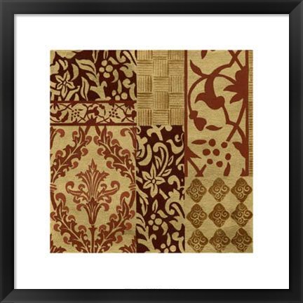 Framed Henna Patterns On Gold II Print