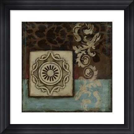Framed Damask Tapestry Wrosette I Print