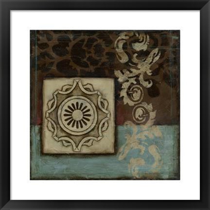 Framed Damask Tapestry Wrosette I Print