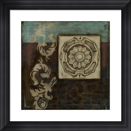 Framed Damask Tapestry Wrosette II Print