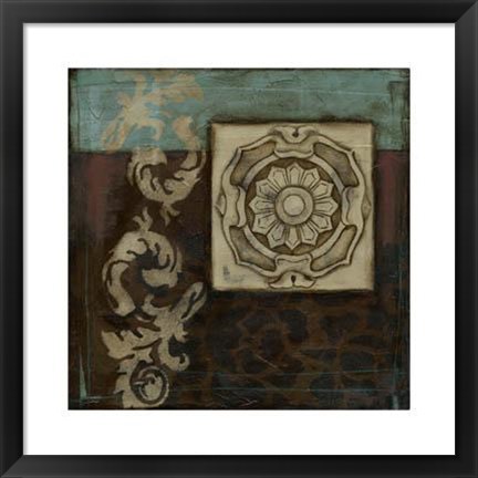 Framed Damask Tapestry Wrosette II Print