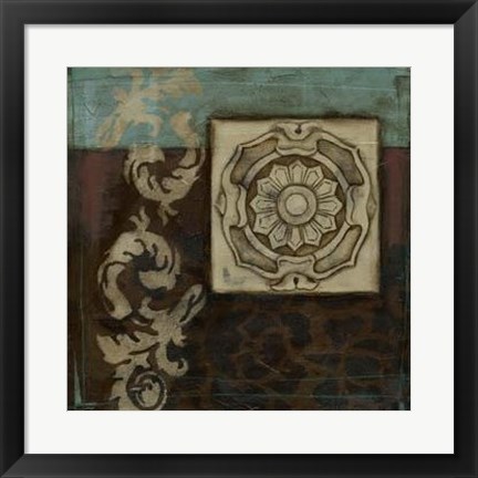 Framed Damask Tapestry Wrosette II Print