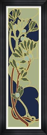 Framed Nouveau Floral Panel I Print