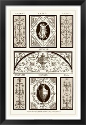 Framed Sepia Pergolesi Panel I Print
