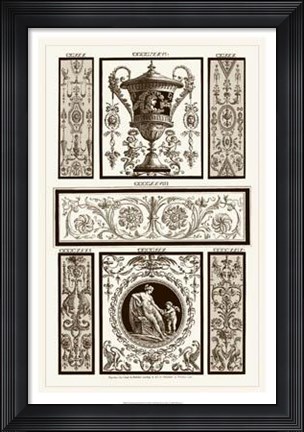 Framed Sepia Pergolesi Panel II Print