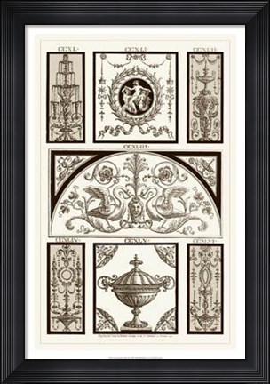 Framed Sepia Pergolesi Panel III Print