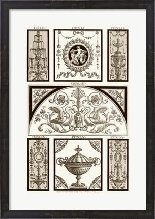 Framed Sepia Pergolesi Panel III Print