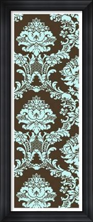 Framed Vivid Damask In Blue I Print
