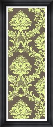 Framed Vivid Damask In Green I Print