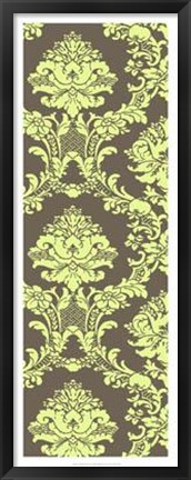 Framed Vivid Damask In Green I Print