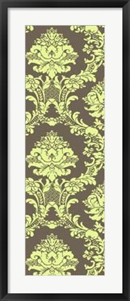 Framed Vivid Damask In Green I Print