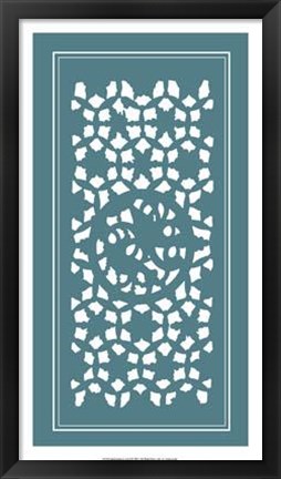 Framed Shoji Screen In Teal II Print