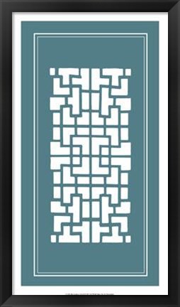 Framed Shoji Screen In Teal III Print