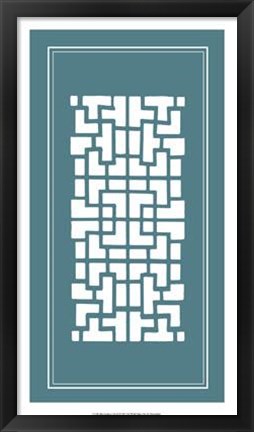 Framed Shoji Screen In Teal III Print