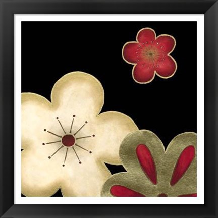 Framed Pop Blossoms In Red I Print