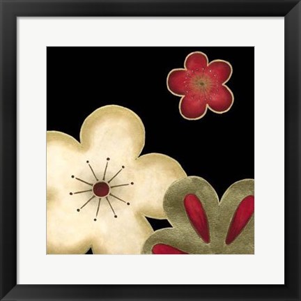 Framed Pop Blossoms In Red I Print