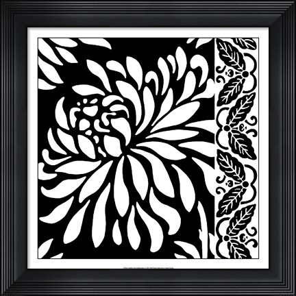 Framed Graphic Chrysanthemums I Print