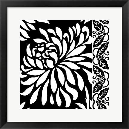 Framed Graphic Chrysanthemums I Print