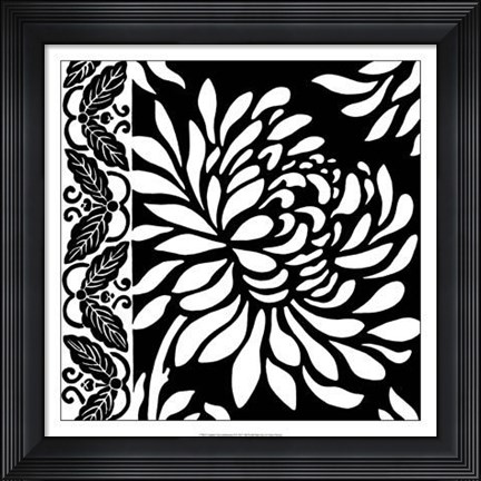 Framed Graphic Chrysanthemums II Print