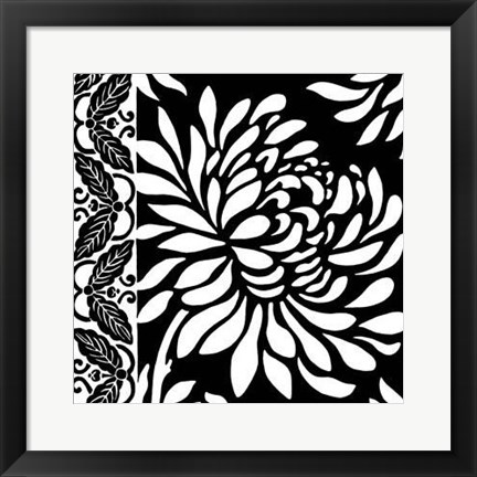 Framed Graphic Chrysanthemums II Print