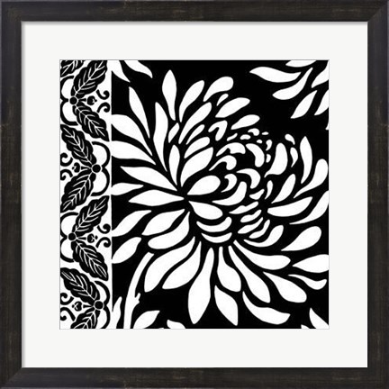 Framed Graphic Chrysanthemums II Print