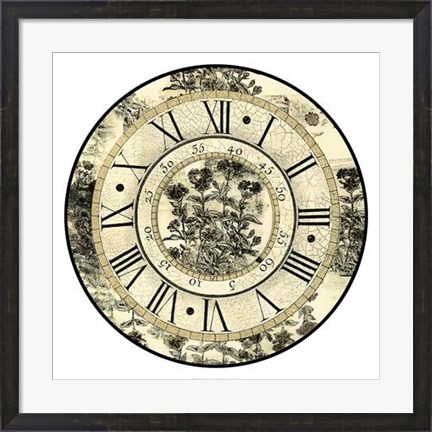 Framed Antique Floral Clock Print