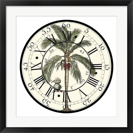 Framed Antique Palm Clock Print