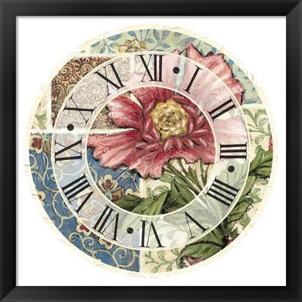 Framed Cottage Rose Clock Print